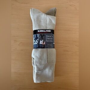 Kirkland Signature Costco Tan Khaki Dress Socks 4 Pairs Large